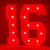 Leuchtzahl 16 in Rot RGB verstellbar